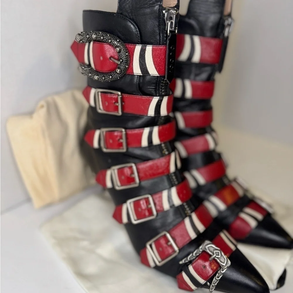 Gucci Kingsnake Dionysus Leather Multicolor Boots Size 38.